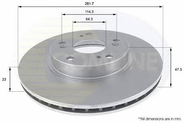Comline ADC0544V Front brake disc ventilated ADC0544V: Buy near me in Poland at 2407.PL - Good price!