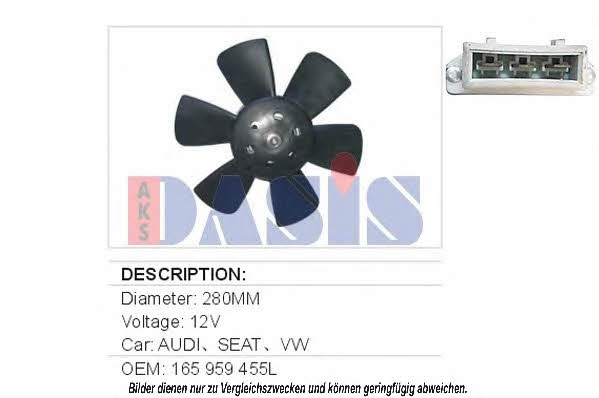 Dasis 048070N Hub, engine cooling fan wheel 048070N: Buy near me in Poland at 2407.PL - Good price!