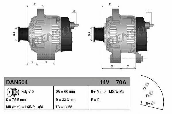 DENSO DAN504 Alternator DAN504: Buy near me in Poland at 2407.PL - Good price!