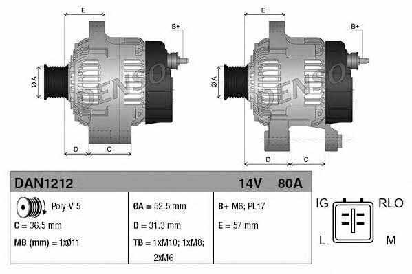 Startergenerator Toyota iQ (Toyota IQ): DAN1212 DENSO Generator