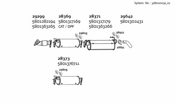 Dinex 328000031_01 Система випуску відпрацьованих газів 32800003101: Приваблива ціна - Купити у Польщі на 2407.PL!