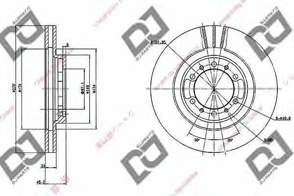 Dj parts BD1033 Front brake disc ventilated BD1033: Buy near me in Poland at 2407.PL - Good price!