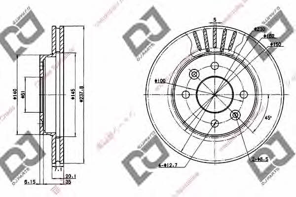 Dj parts BD1272 Front brake disc ventilated BD1272: Buy near me in Poland at 2407.PL - Good price!