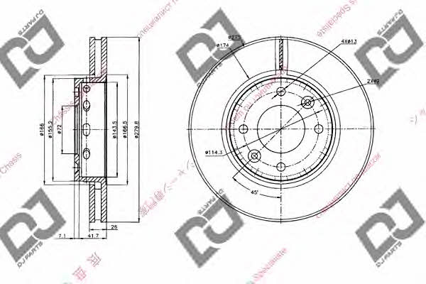 Dj parts BD1371 Front brake disc ventilated BD1371: Buy near me in Poland at 2407.PL - Good price!