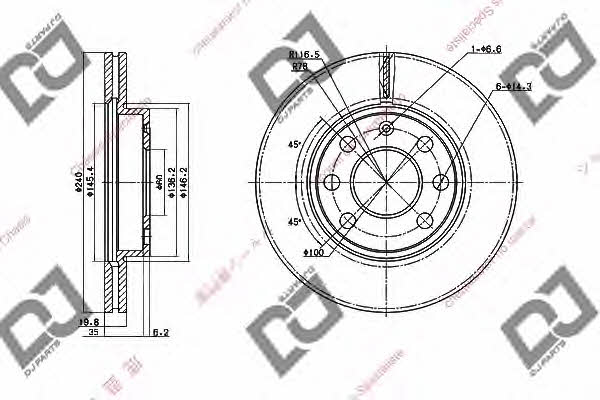 Dj parts BD1400 Wentylowana przednia tarcza hamulcowa BD1400: Dobra cena w Polsce na 2407.PL - Kup Teraz!