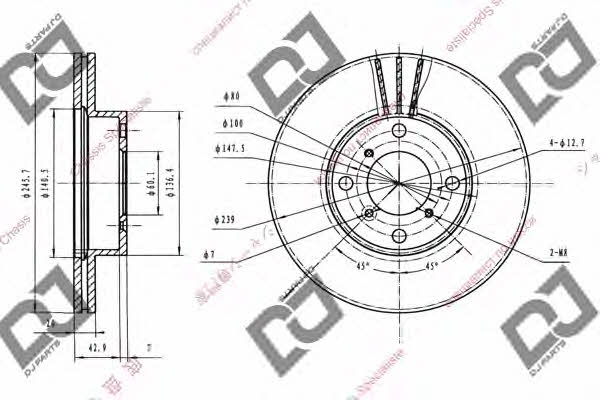 Dj parts BD1412 Wentylowana przednia tarcza hamulcowa BD1412: Dobra cena w Polsce na 2407.PL - Kup Teraz!