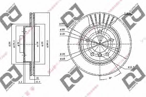 Dj parts BD1616 Front brake disc ventilated BD1616: Buy near me in Poland at 2407.PL - Good price!