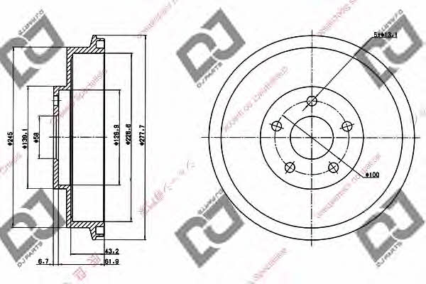 Dj parts BR1025 Тормозной барабан задний BR1025: Отличная цена - Купить в Польше на 2407.PL!