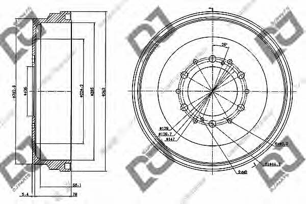 Dj parts BR1035 Rear brake drum BR1035: Buy near me at 2407.PL in Poland at an Affordable price!