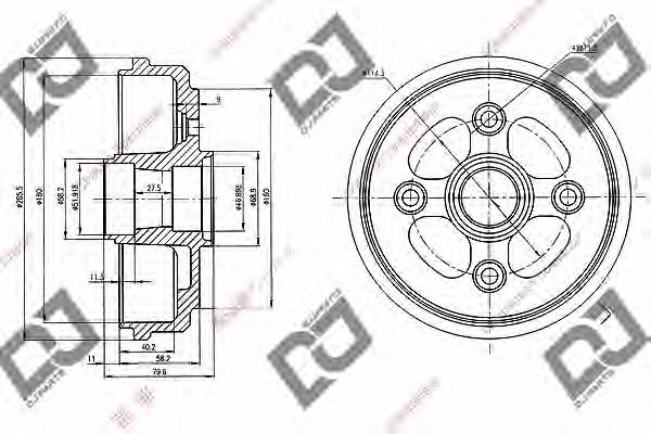 Dj parts BR1055 Rear brake drum BR1055: Buy near me at 2407.PL in Poland at an Affordable price!