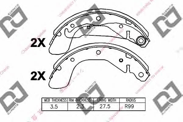 Dj parts BS1151 Колодки гальмівні барабанні, комплект BS1151: Приваблива ціна - Купити у Польщі на 2407.PL!