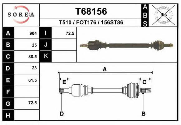 EAI T68156 Drive shaft T68156: Buy near me in Poland at 2407.PL - Good price!