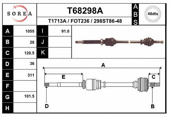 EAI T68298A Drive shaft T68298A: Buy near me in Poland at 2407.PL - Good price!