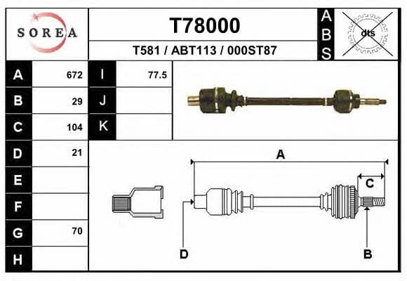 EAI T78000 Drive shaft T78000: Buy near me in Poland at 2407.PL - Good price!