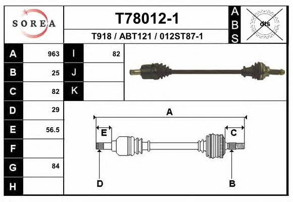 EAI T78012-1 Drive shaft T780121: Buy near me in Poland at 2407.PL - Good price!