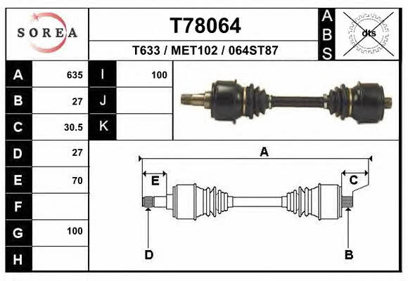 EAI T78064 Drive shaft T78064: Buy near me in Poland at 2407.PL - Good price!