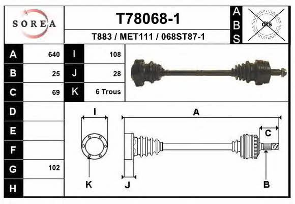 EAI T78068-1 Drive shaft T780681: Buy near me in Poland at 2407.PL - Good price!