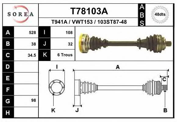 EAI T78103A Вал привідний T78103A: Приваблива ціна - Купити у Польщі на 2407.PL!