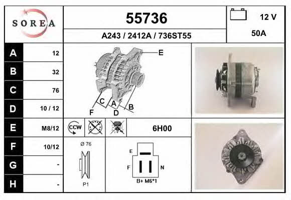EAI 55736 Alternator 55736: Buy near me in Poland at 2407.PL - Good price!