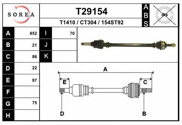 EAI T29154 Drive shaft T29154: Buy near me in Poland at 2407.PL - Good price!