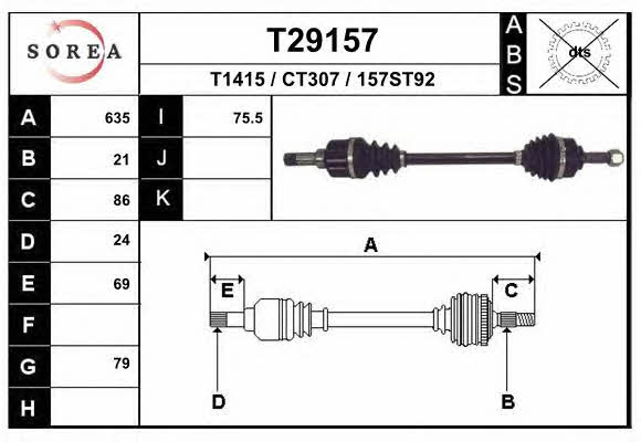 EAI T29157 Вал приводной T29157: Отличная цена - Купить в Польше на 2407.PL!