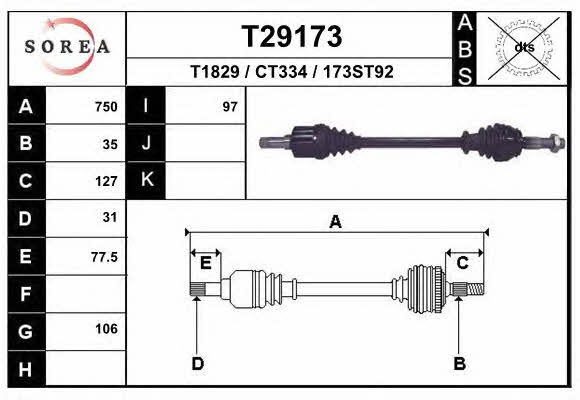 EAI T29173 Drive shaft T29173: Buy near me in Poland at 2407.PL - Good price!