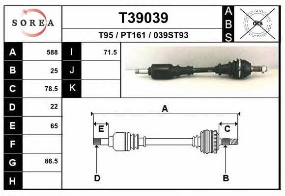 EAI T39039 Drive shaft T39039: Buy near me in Poland at 2407.PL - Good price!