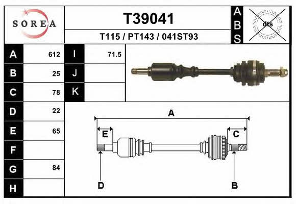 EAI T39041 Drive shaft T39041: Buy near me in Poland at 2407.PL - Good price!