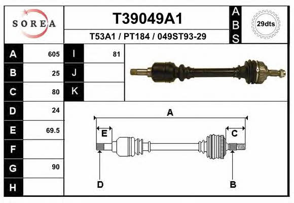 EAI T39049A1 Drive shaft T39049A1: Buy near me in Poland at 2407.PL - Good price!