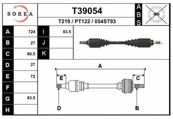 EAI T39054 Drive shaft T39054: Buy near me in Poland at 2407.PL - Good price!