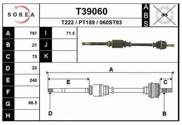 EAI T39060 Drive shaft T39060: Buy near me in Poland at 2407.PL - Good price!