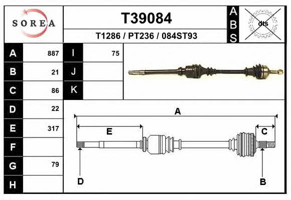 EAI T39084 Вал приводной T39084: Отличная цена - Купить в Польше на 2407.PL!