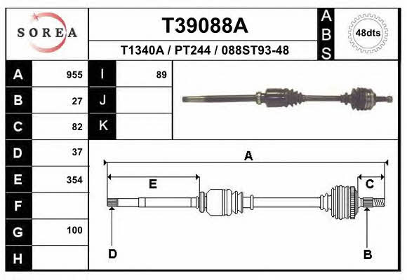EAI T39088A Drive shaft T39088A: Buy near me in Poland at 2407.PL - Good price!
