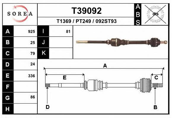 EAI T39092 Drive shaft T39092: Buy near me in Poland at 2407.PL - Good price!