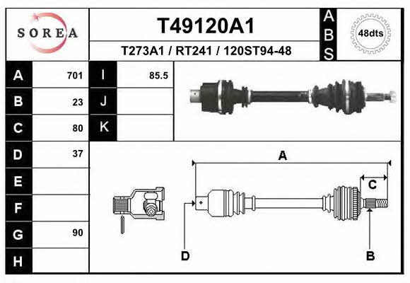 EAI T49120A1 Drive shaft T49120A1: Buy near me in Poland at 2407.PL - Good price!