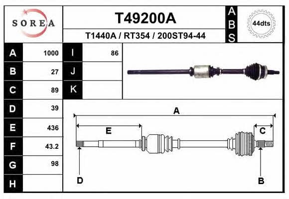 EAI T49200A Drive shaft T49200A: Buy near me in Poland at 2407.PL - Good price!