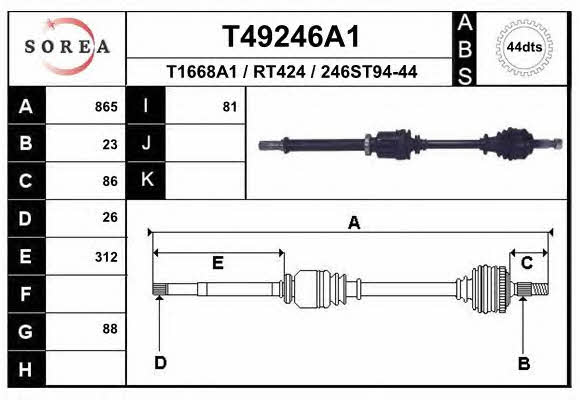 EAI T49246A1 Drive shaft T49246A1: Buy near me in Poland at 2407.PL - Good price!