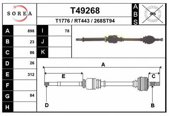 EAI T49268 Drive shaft T49268: Buy near me in Poland at 2407.PL - Good price!
