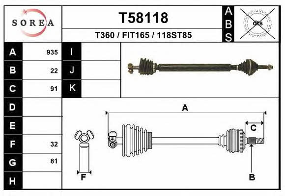 EAI T58118 Drive shaft T58118: Buy near me in Poland at 2407.PL - Good price!