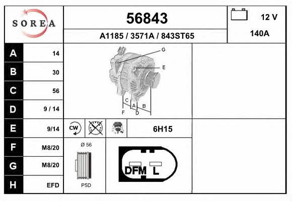 EAI 56843 Alternator 56843: Dobra cena w Polsce na 2407.PL - Kup Teraz!