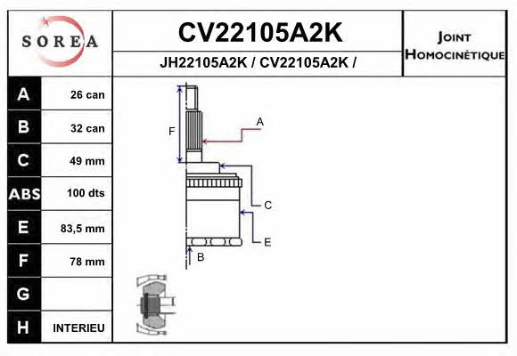 EAI CV22105A2K Przegub homokinetyczny CV22105A2K: Dobra cena w Polsce na 2407.PL - Kup Teraz!