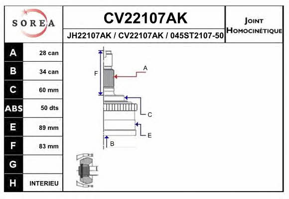 EAI CV22107AK Przegub homokinetyczny CV22107AK: Dobra cena w Polsce na 2407.PL - Kup Teraz!