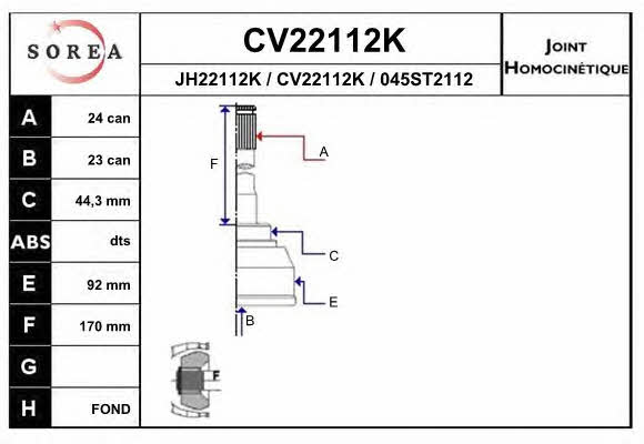 EAI CV22112K Przegub homokinetyczny CV22112K: Dobra cena w Polsce na 2407.PL - Kup Teraz!