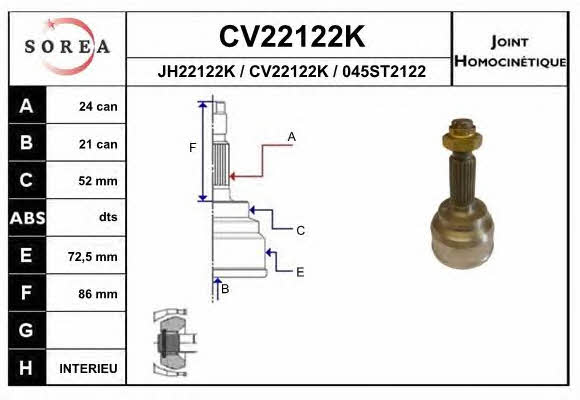 EAI CV22122K Шарнир равных угловых скоростей (ШРУС) CV22122K: Отличная цена - Купить в Польше на 2407.PL!