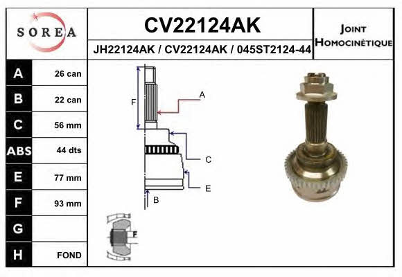 EAI CV22124AK Przegub homokinetyczny CV22124AK: Dobra cena w Polsce na 2407.PL - Kup Teraz!
