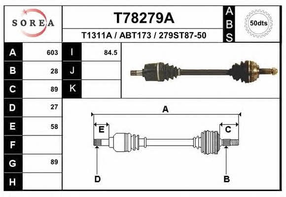 EAI T78279A Вал приводной T78279A: Отличная цена - Купить в Польше на 2407.PL!