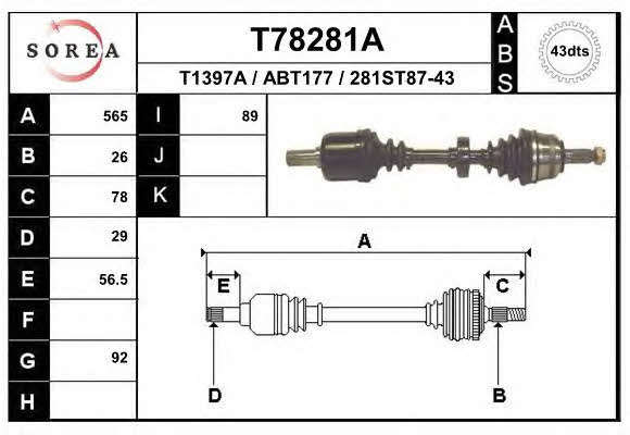 EAI T78281A Drive shaft T78281A: Buy near me in Poland at 2407.PL - Good price!