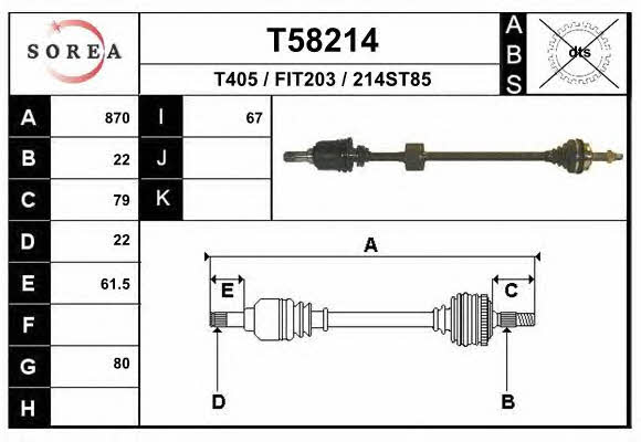EAI T58214 Drive shaft T58214: Buy near me in Poland at 2407.PL - Good price!
