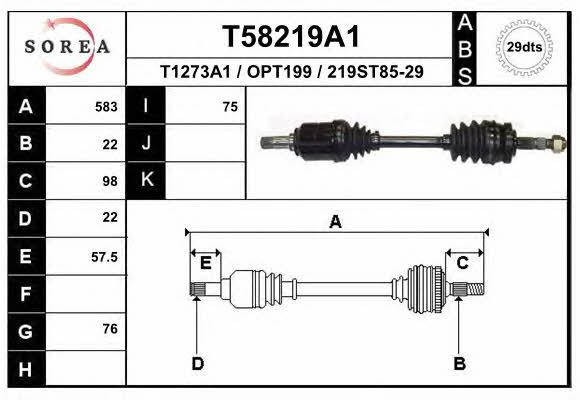 EAI T58219A1 Drive shaft T58219A1: Buy near me in Poland at 2407.PL - Good price!