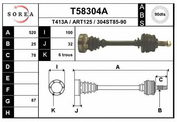 EAI T58304A Drive shaft T58304A: Buy near me in Poland at 2407.PL - Good price!